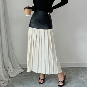 Chic Black and Cream Maxi Skirt